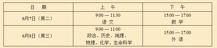 2016年上海市普通高校招生統(tǒng)一文化考試時間確定