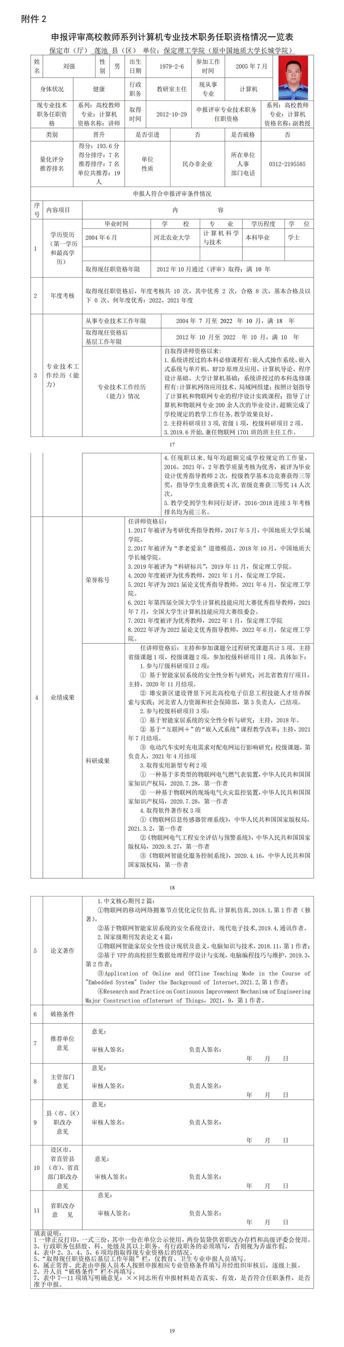 劉強(qiáng)任職資格情況一覽表