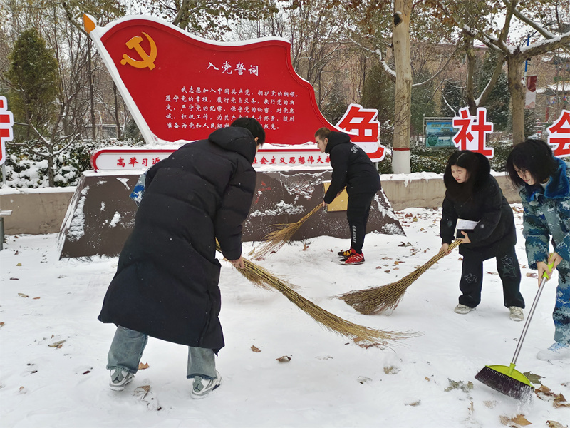 大雪悄然至，掃雪暖意濃|我院學生黨員和黨員志愿服務隊開展“掃雪除冰”主題黨日活動